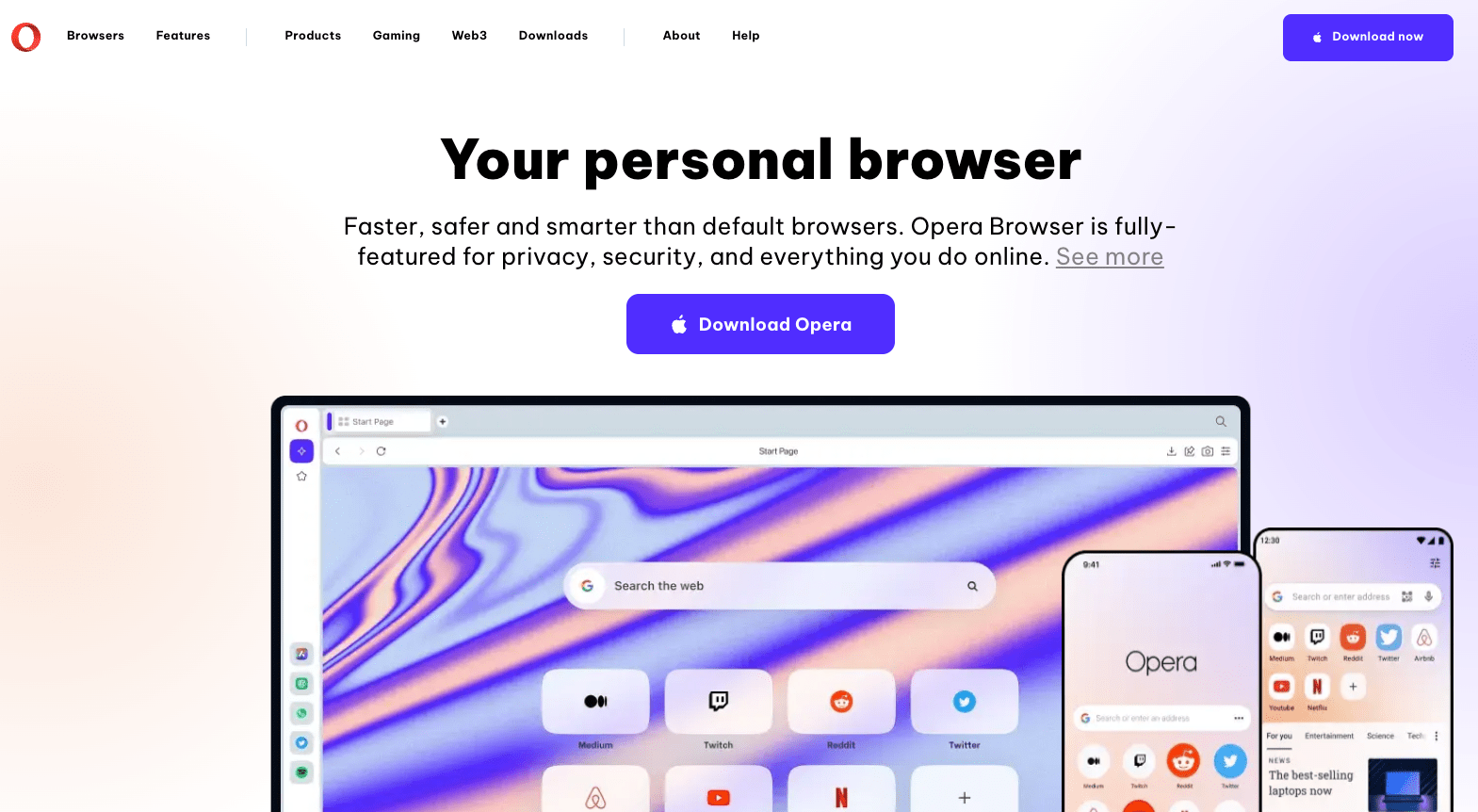 Download Opera browser on your computer