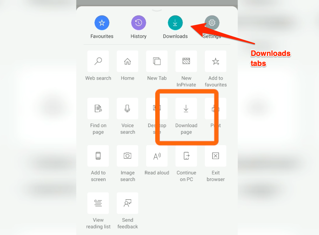 Download Page in Microsoft Edge Android