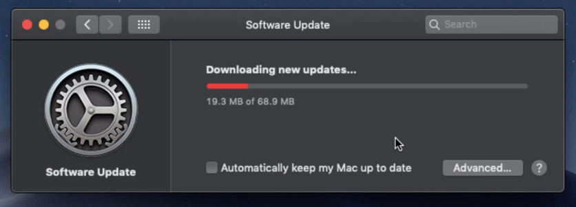 Downloading new updates - Mac Software Update