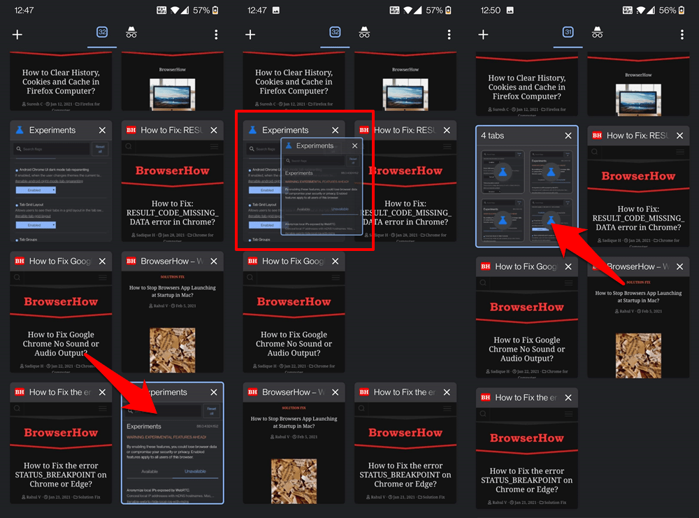Drag and Drop to Create Group Tabs in Chrome Android