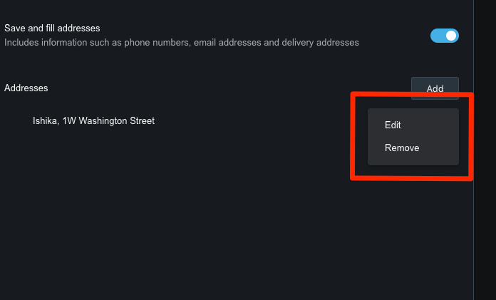 Edit or Remove Addresses in Opera Computer