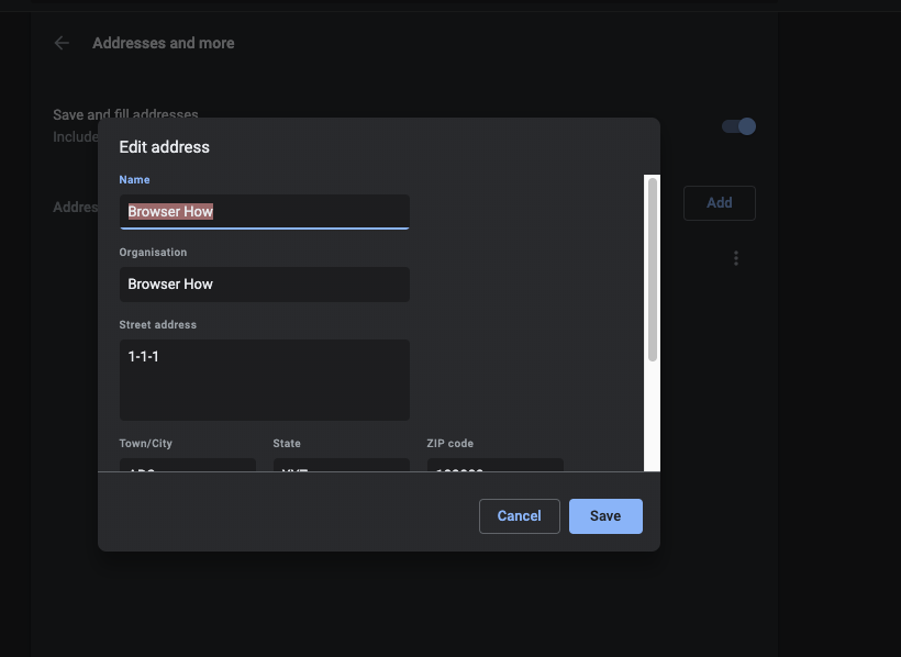 Edit Saved Address in Chrome Computer