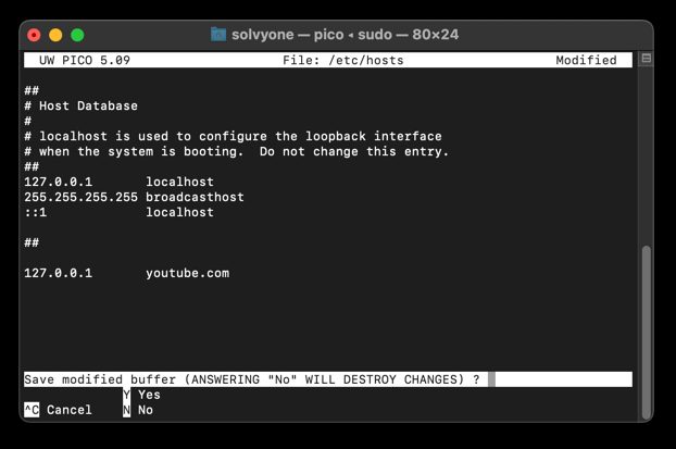 Editing the System Hosts file is completed on the Mac