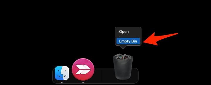Empty Bin from the Mac Dock Bar