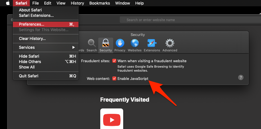 Enable and Allow JavaScript on Safari MacOS