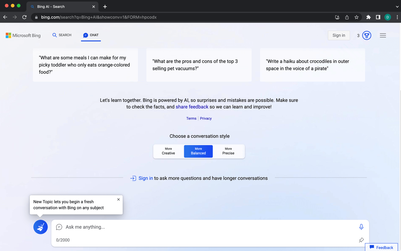 Enable and use Bing AI Search and Chat on Chrome browser