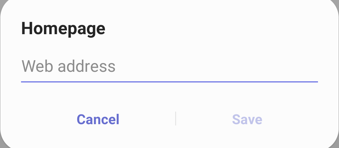 Enter Homepage Address URL in Samsung Internet