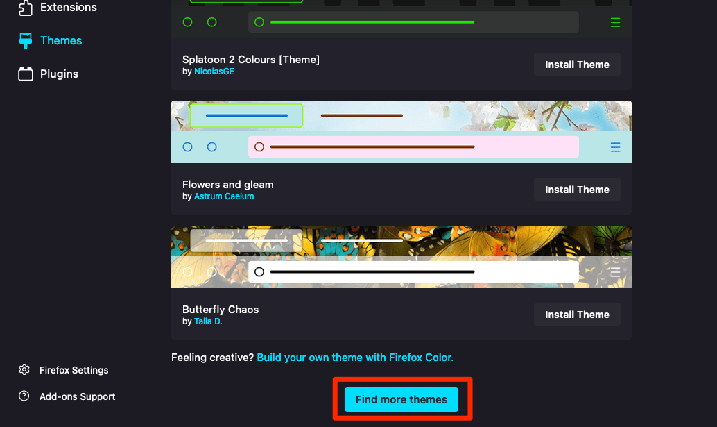 Find more themes on Firefox computer for personalization