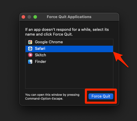Force Quit Safari Applications from Mac Computer