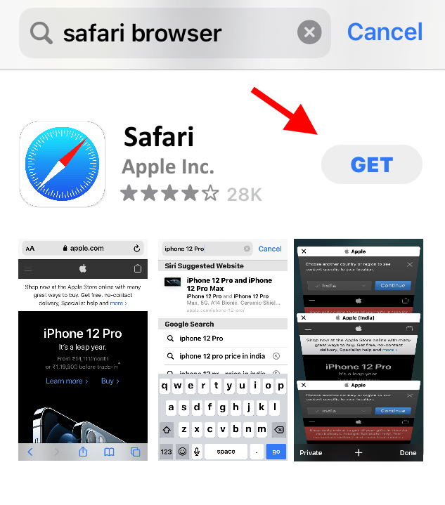 Get Safari Browser on iPhone from App Store
