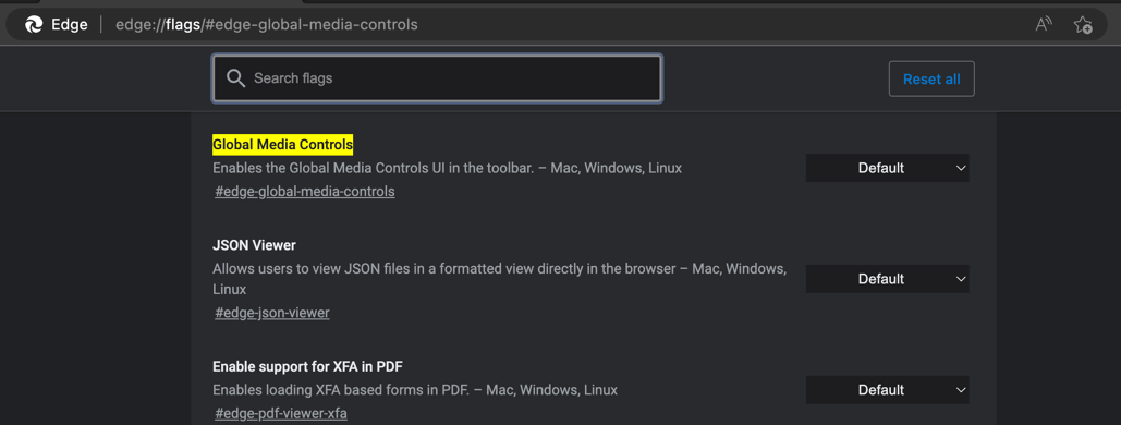 Global Media Controls Edge Flag