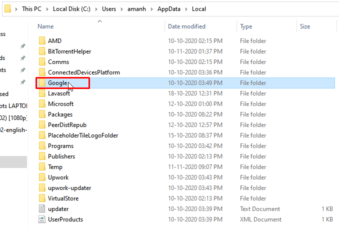 Google local storage folder in windows