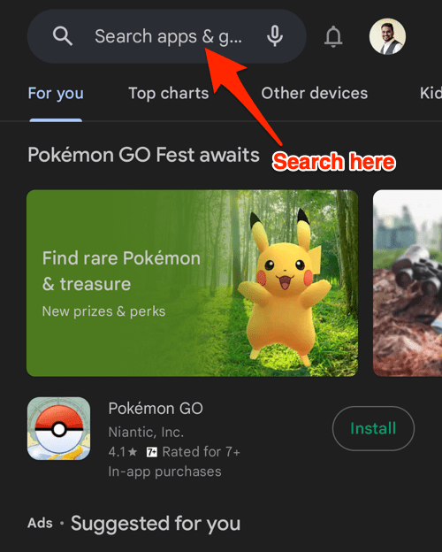 Google Play Store Search Bar