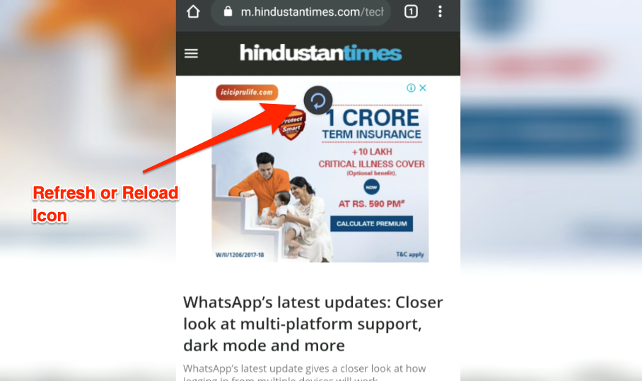 Hard Refresh Chrome Android Hold and Pulldown