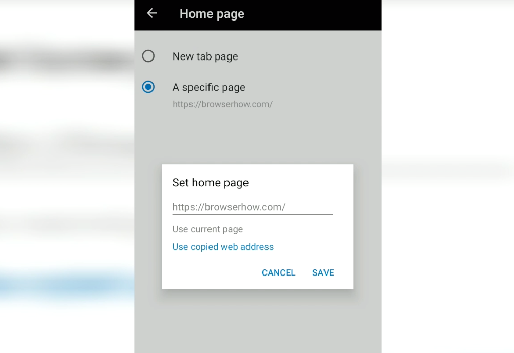 Homepage Icon URL in Edge Android