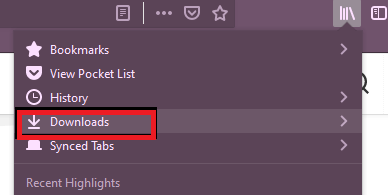 how to access download history in Firefox