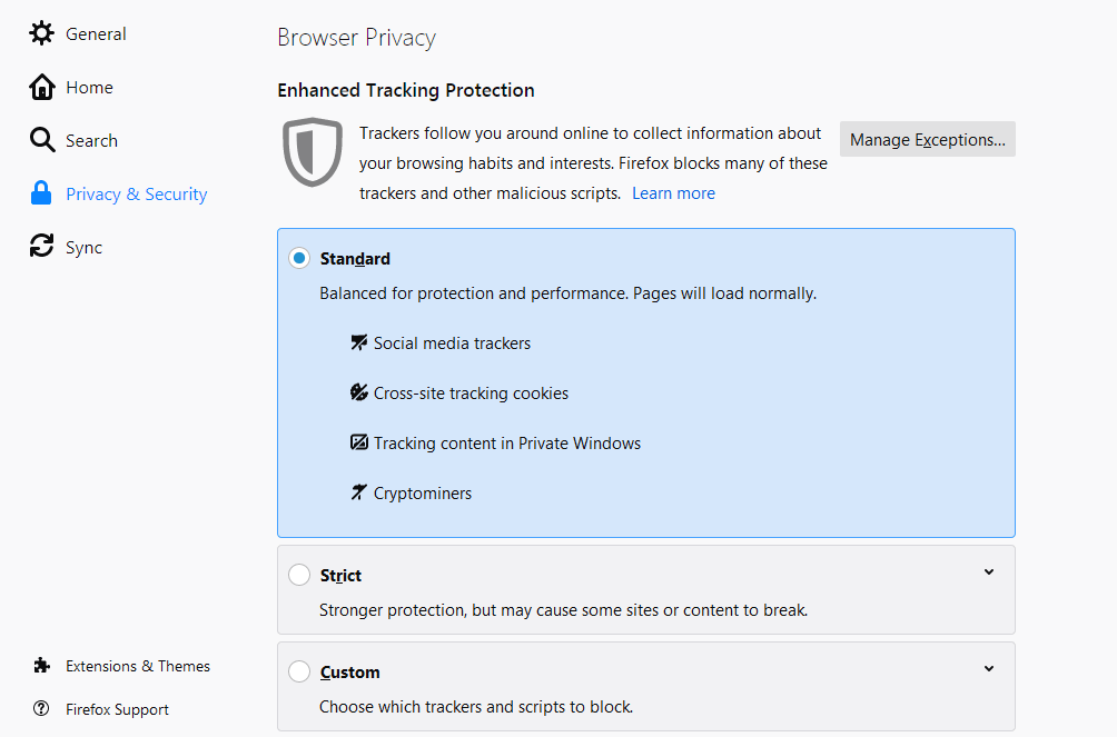 How to block browser cookies in Firefox computer