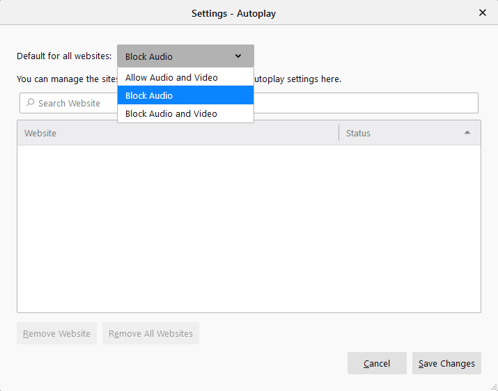 How to block sound access in Firefox computer