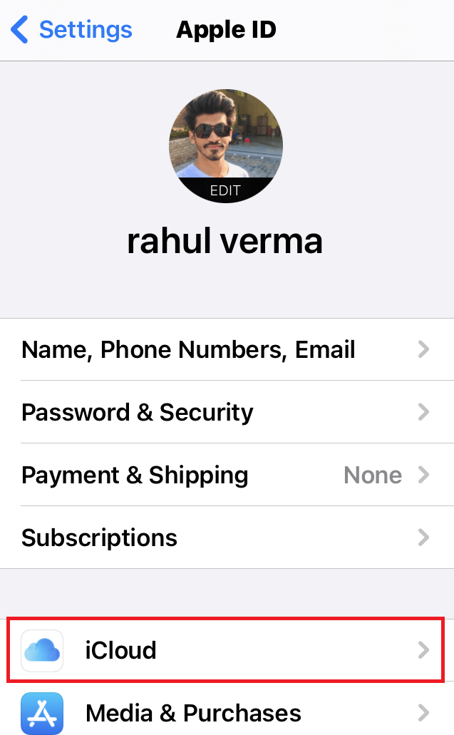 iCloud Account Settings in Apple ID page