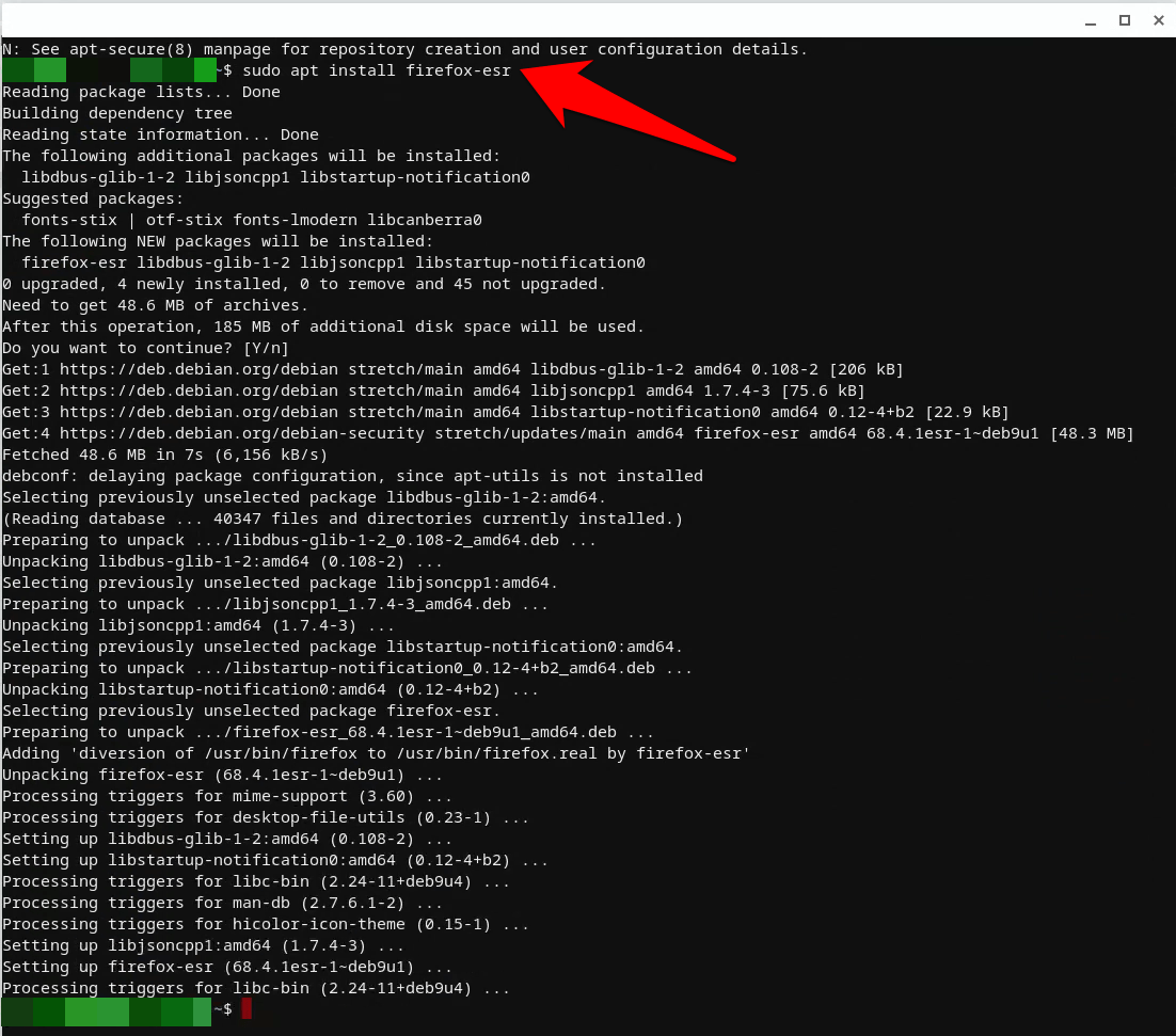 Install Firefox Linux program on Chromebook