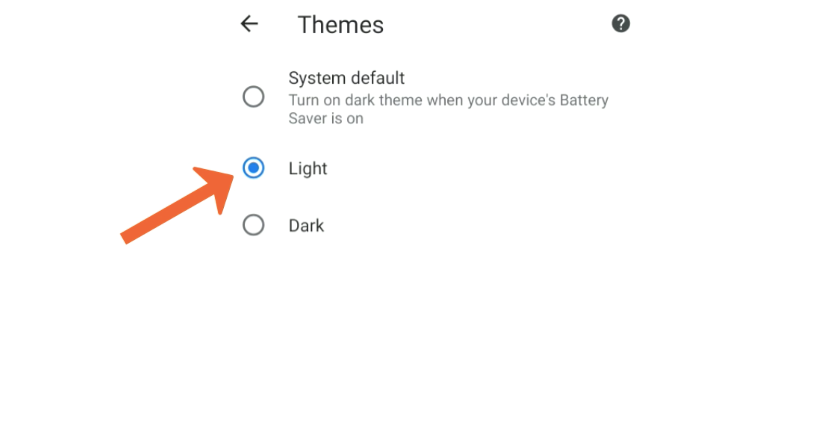 Light Theme Setting in Chrome Android