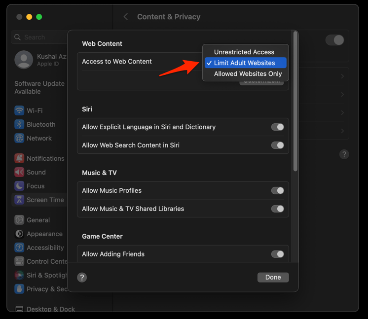 Limit Adult Website on Mac computer