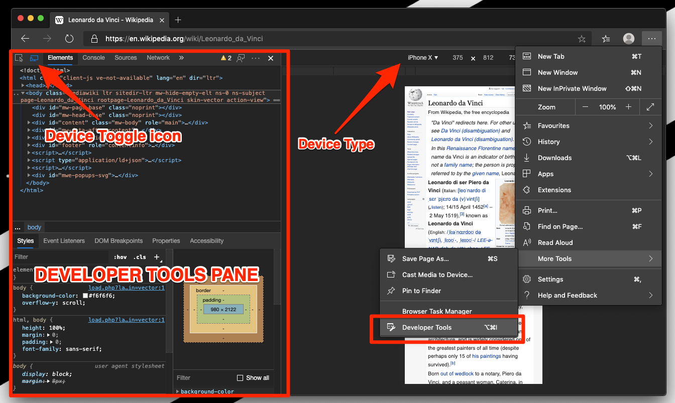 Microsoft Edge Developer Tools View Mobile Site Responsive
