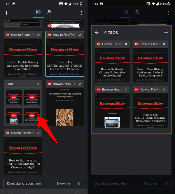 Modify and Organize Tab Groups in Chrome Android