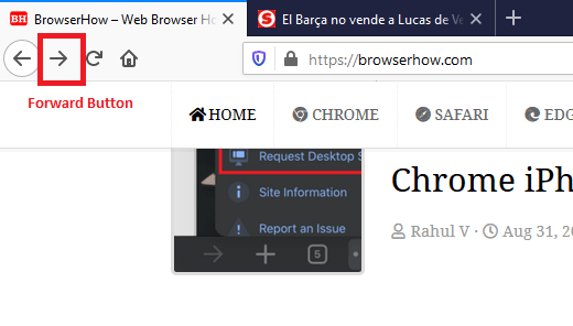 Mozilla Firefox Forward Navigation button