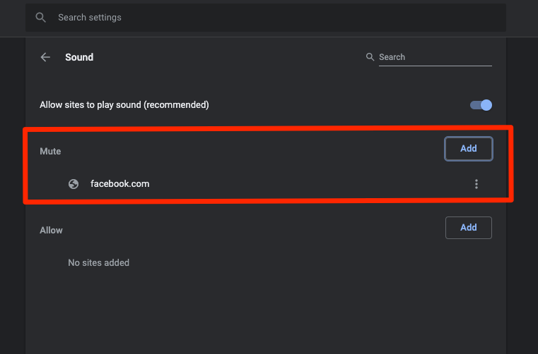 Mute sound access to website in chrome computer