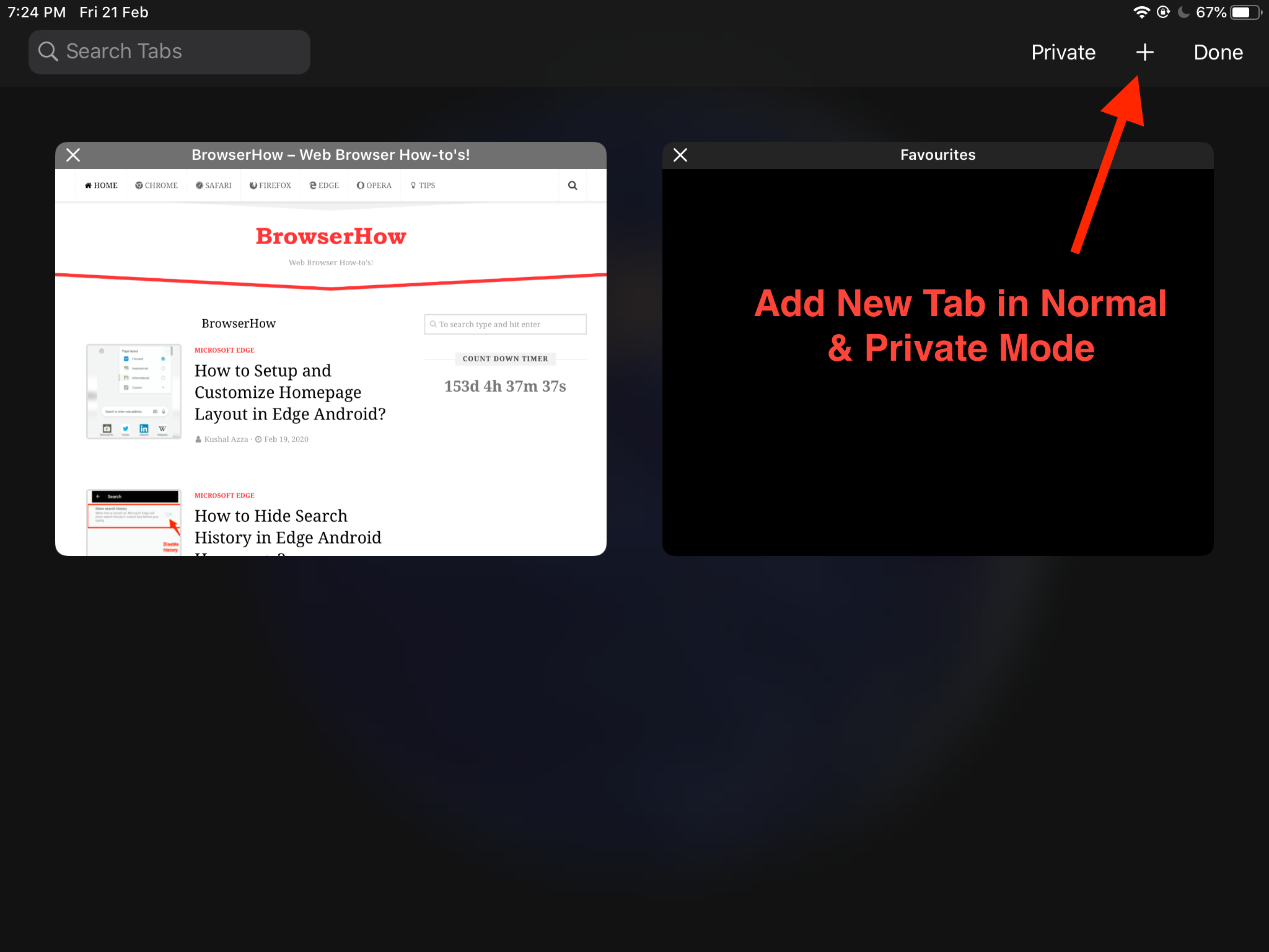 New Tab Browsing in iOS Safari