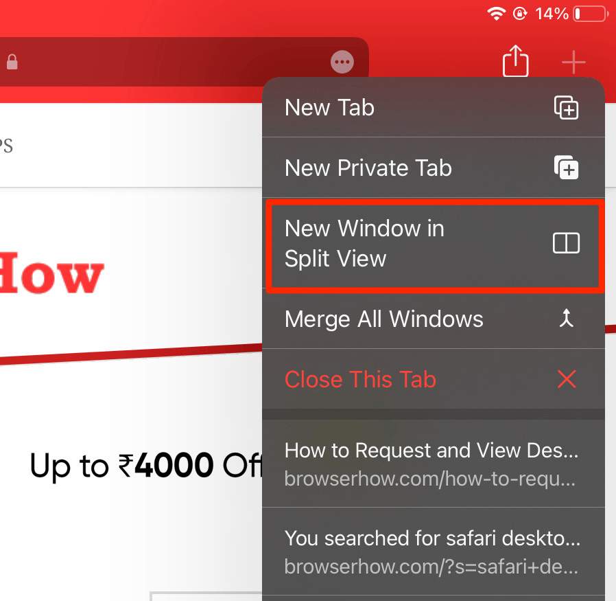 Open New Window in Split View on Safari