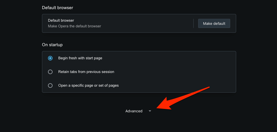 Opera Browser Advanced settings hidden