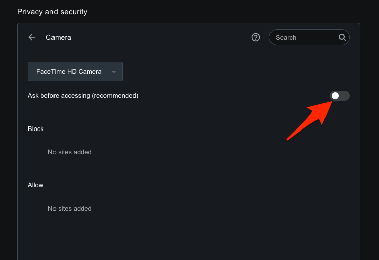 Opera Browser Disable Camera Permissions