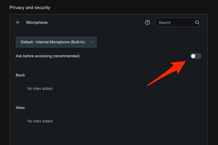 Opera Browser Disable Microphone Permissions