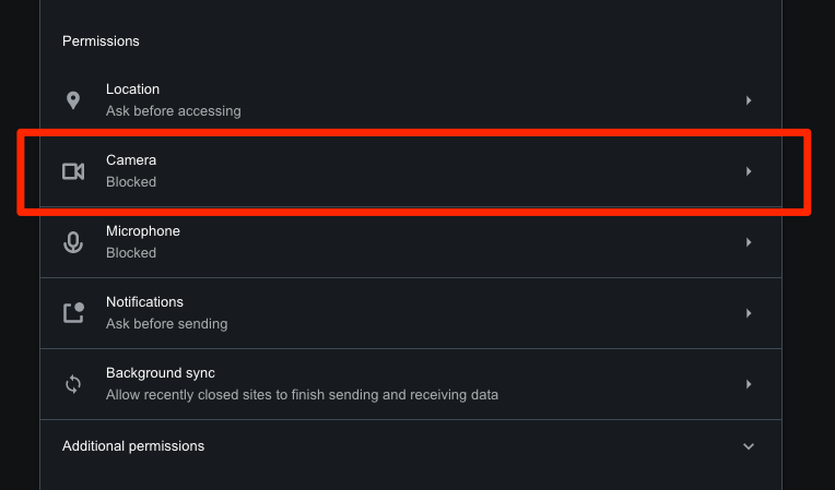 Opera Browser Site Settings Camera