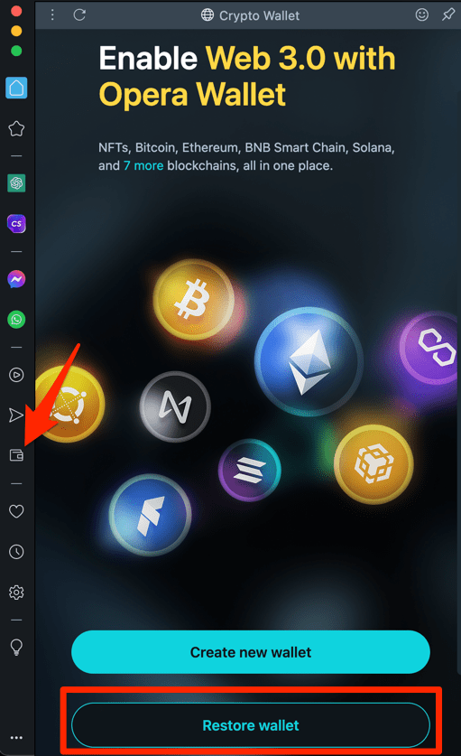 Opera Crypto Restore Wallet on Opera Computer browser