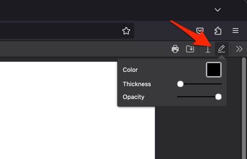 Pencil icon PDF Editor in Firefox browser