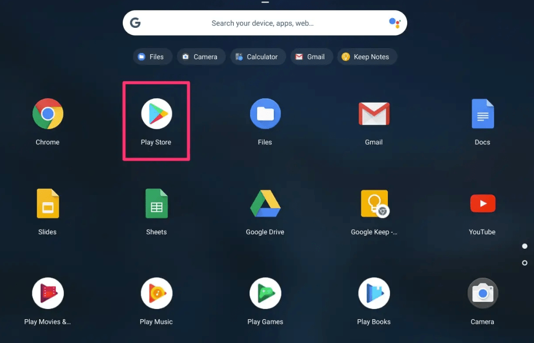 Play Store app on Chromebook