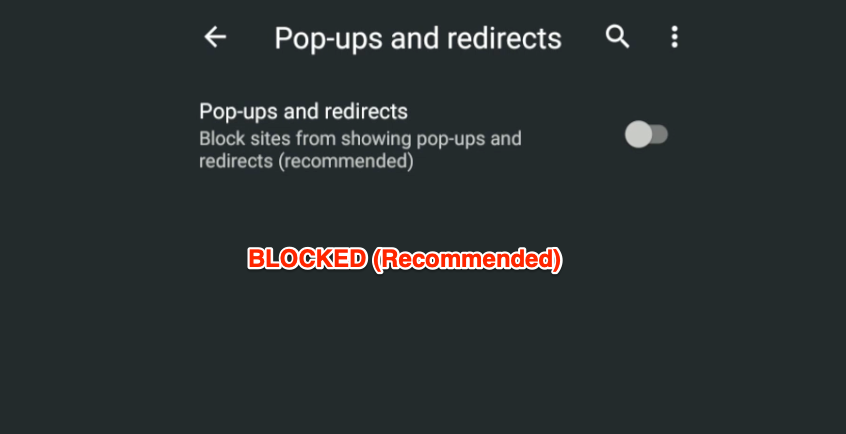Pop-ups and redirects are blocked on Chrome Android