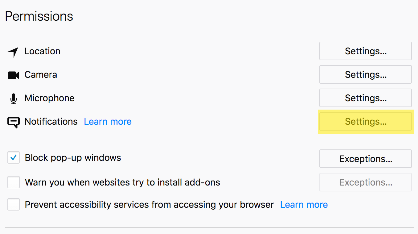 Privacy & Security Firefox notification 