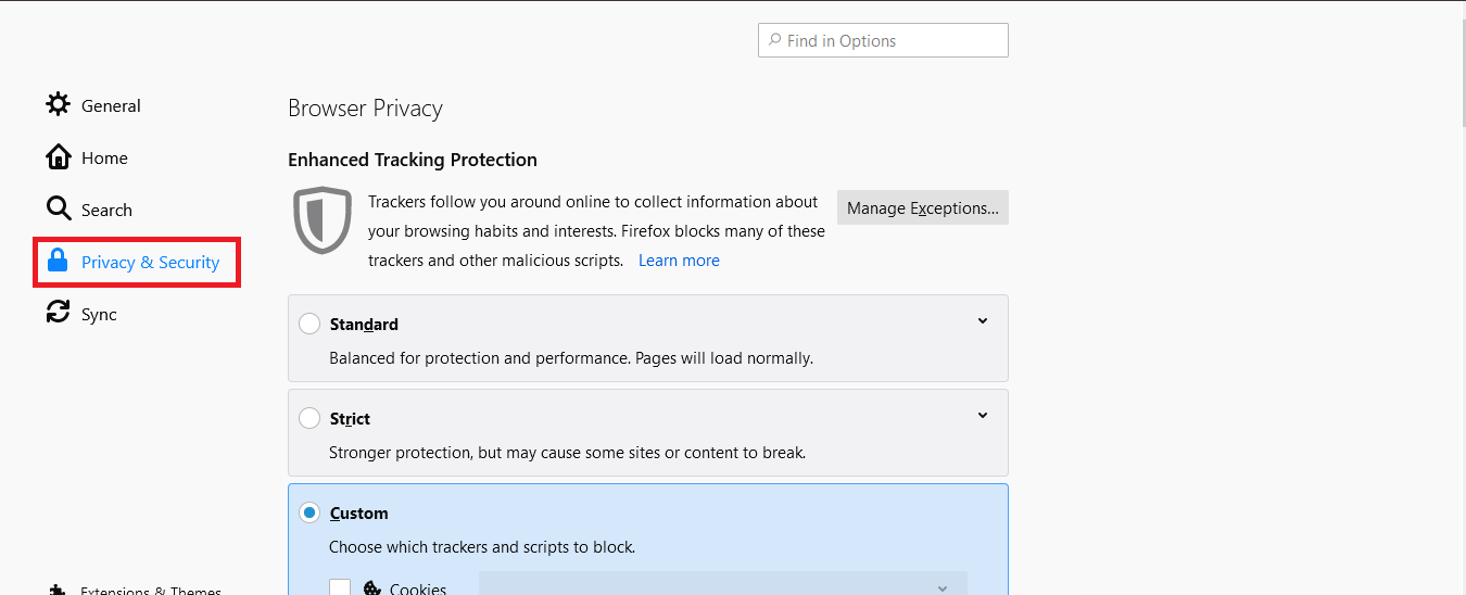 Privacy & Security Firefox