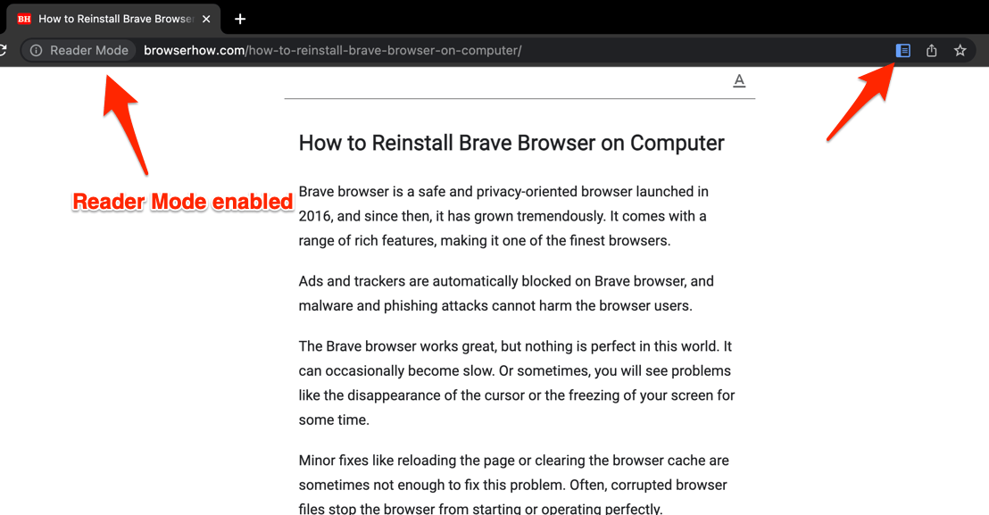 Reader Mode in Chrome Desktop browser