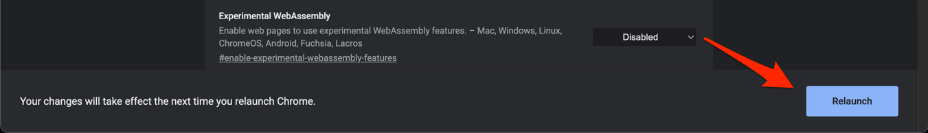 Relaunch the Chrome browser for committing Flag Changes