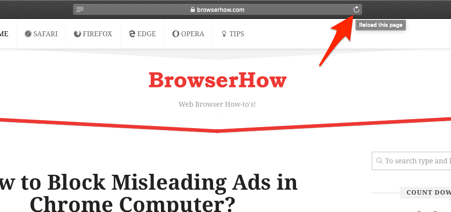 Reload the Website in Safari Browser