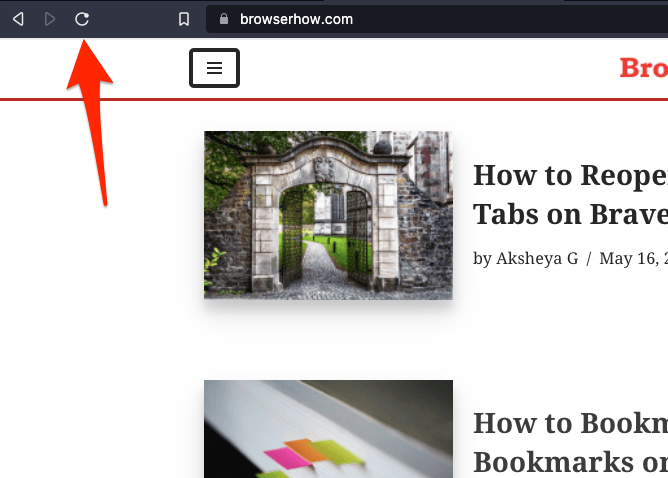 Reload command in brave browser