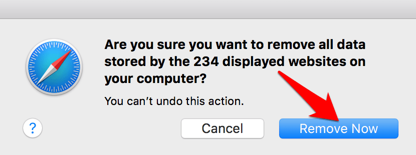 Remove all the data stored in Safari browser