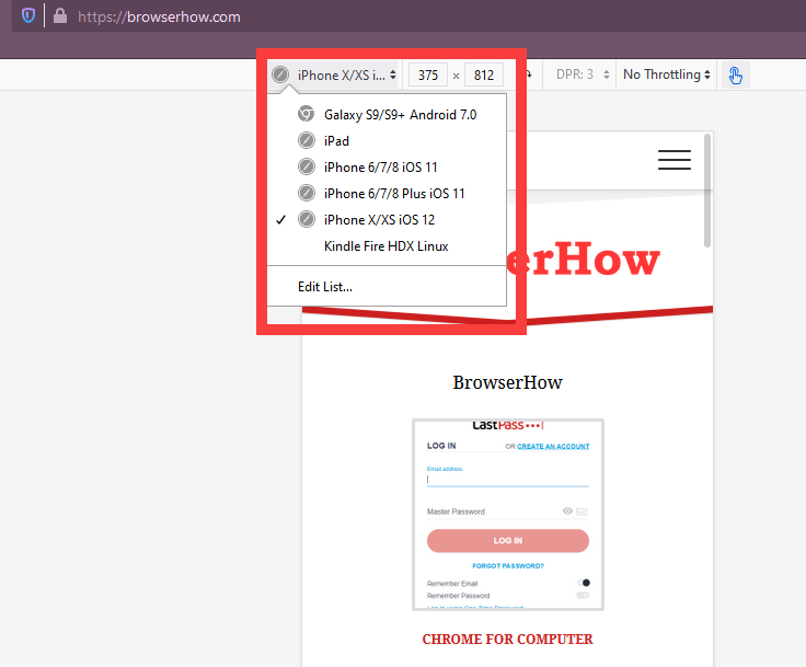 Responsive Mobile Layout Device List