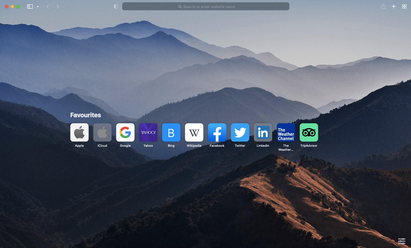 Safari MacOS Start Page with Custom Background Image