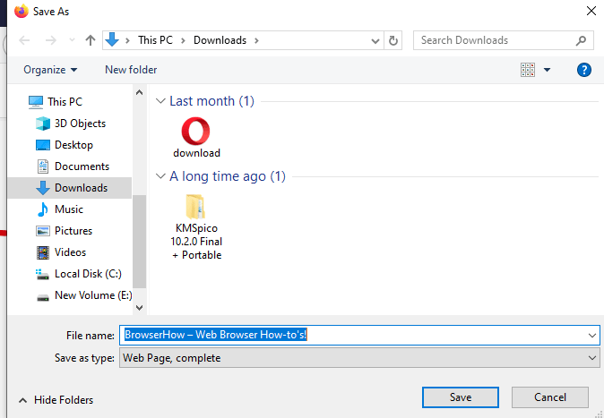 Save as Complete Web Page in Firefox Computer